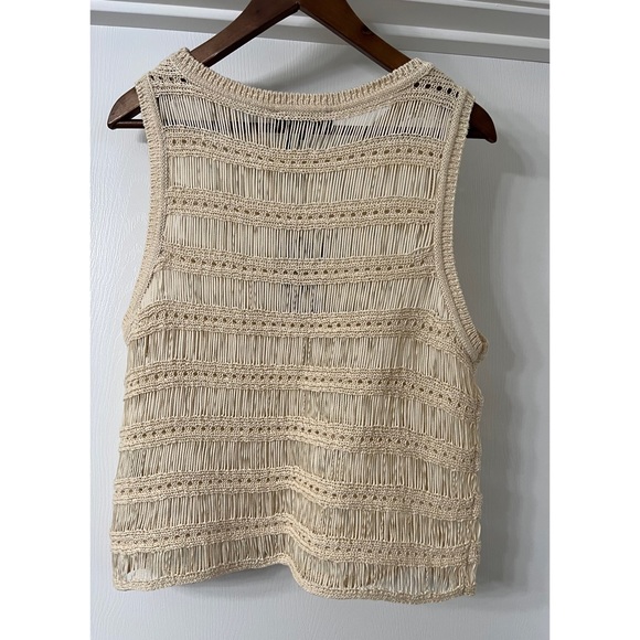 DKNY Sleeveless Open Knit Crew Neck Tank Vest Top - Picture 7 of 10